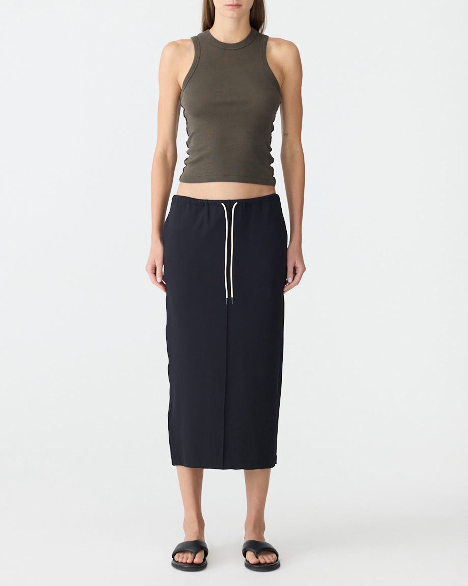 Stretch Twill Minimal Skirt in Black BASSIKE