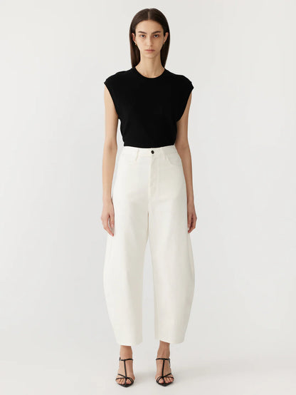 Cotton Twill Barrel Leg Pant