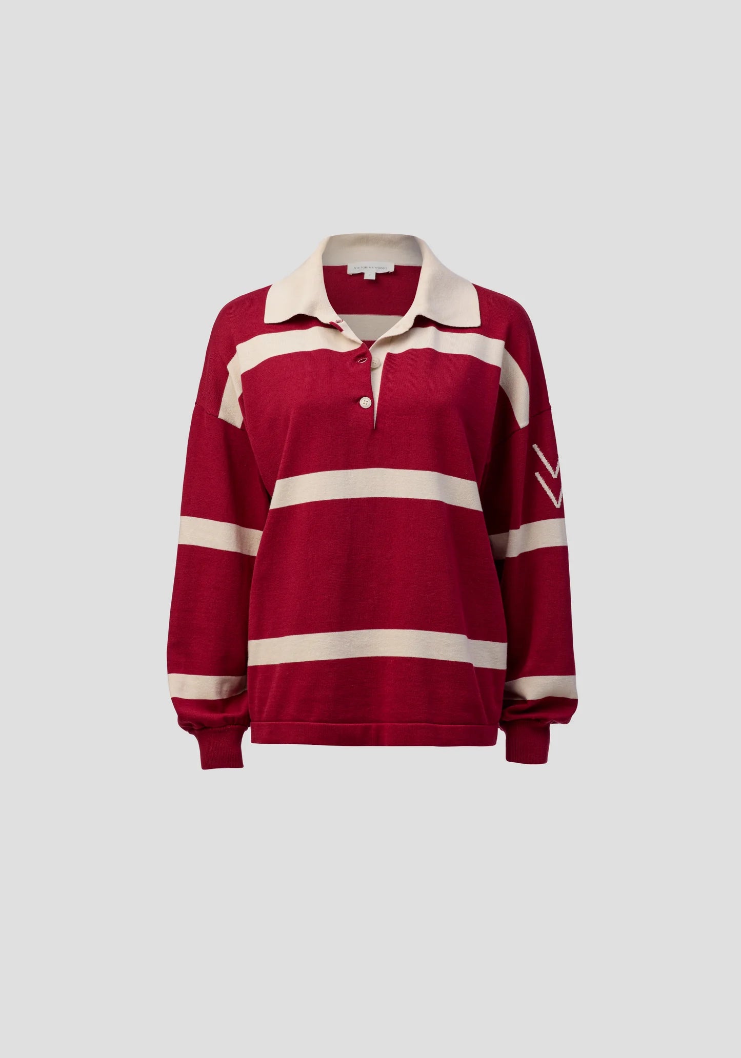 Rival Polo Knit in Red Stripe Viktoria + Woods