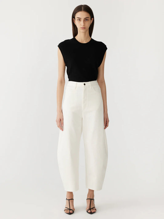 Twill barrel leg pant white clothlifestyle boutique 