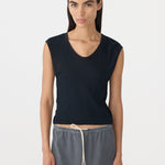 Sheer Rib V Neck Muscle Tank Bassike