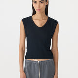 Sheer Rib V Neck Muscle Tank Bassike