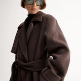 Brown wool coat by Elka Collective at cloth lifestyle 
