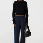 Twill Stripe Detail Pant in Ink and Marine Blue Bassike