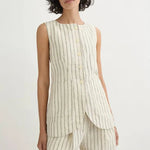 Emma Vest in Cream Pinstripe Posse