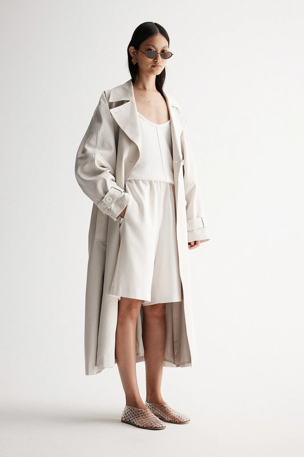 Leonara Trench Coat in Bone