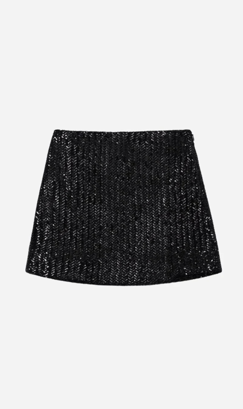 Tierra Skirt - Black Sequin