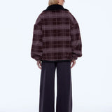 Winnie 1/4 Zip in Burgundy Check