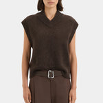 V neck woollen vest brown by sir
At clothlifestyle boutique 