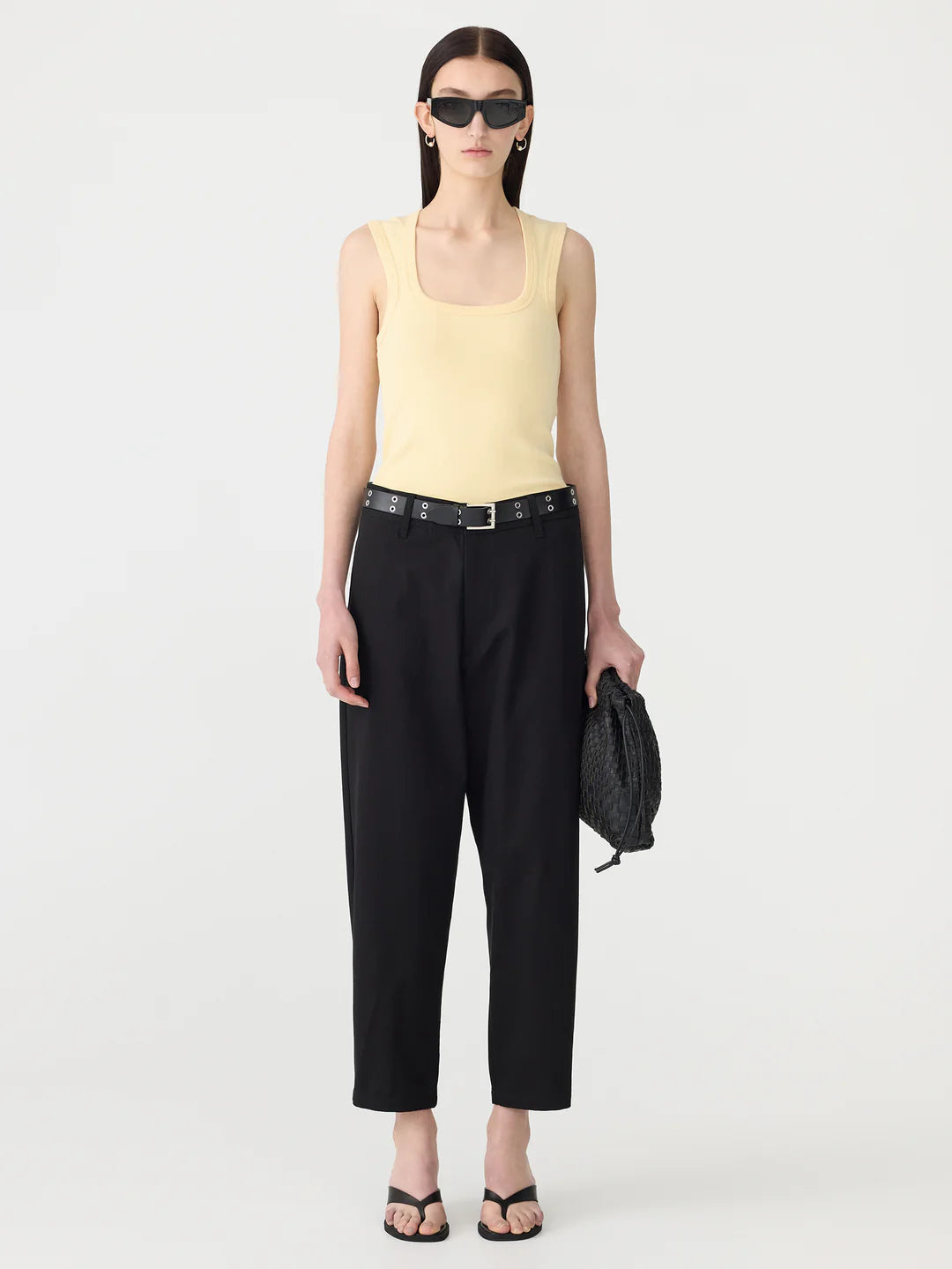 Low Scooped Rib Tank in Yellow Bassike