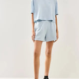 Johnny Cropped Tee Framed Monogramin Pale Blue ANINE BING