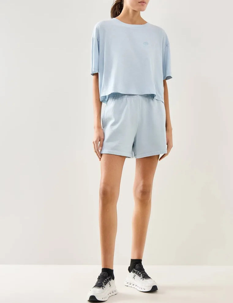 Johnny Cropped Tee Framed Monogramin Pale Blue ANINE BING