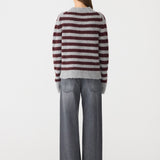 Wool Alpaca Knit in Burgundy Stripe