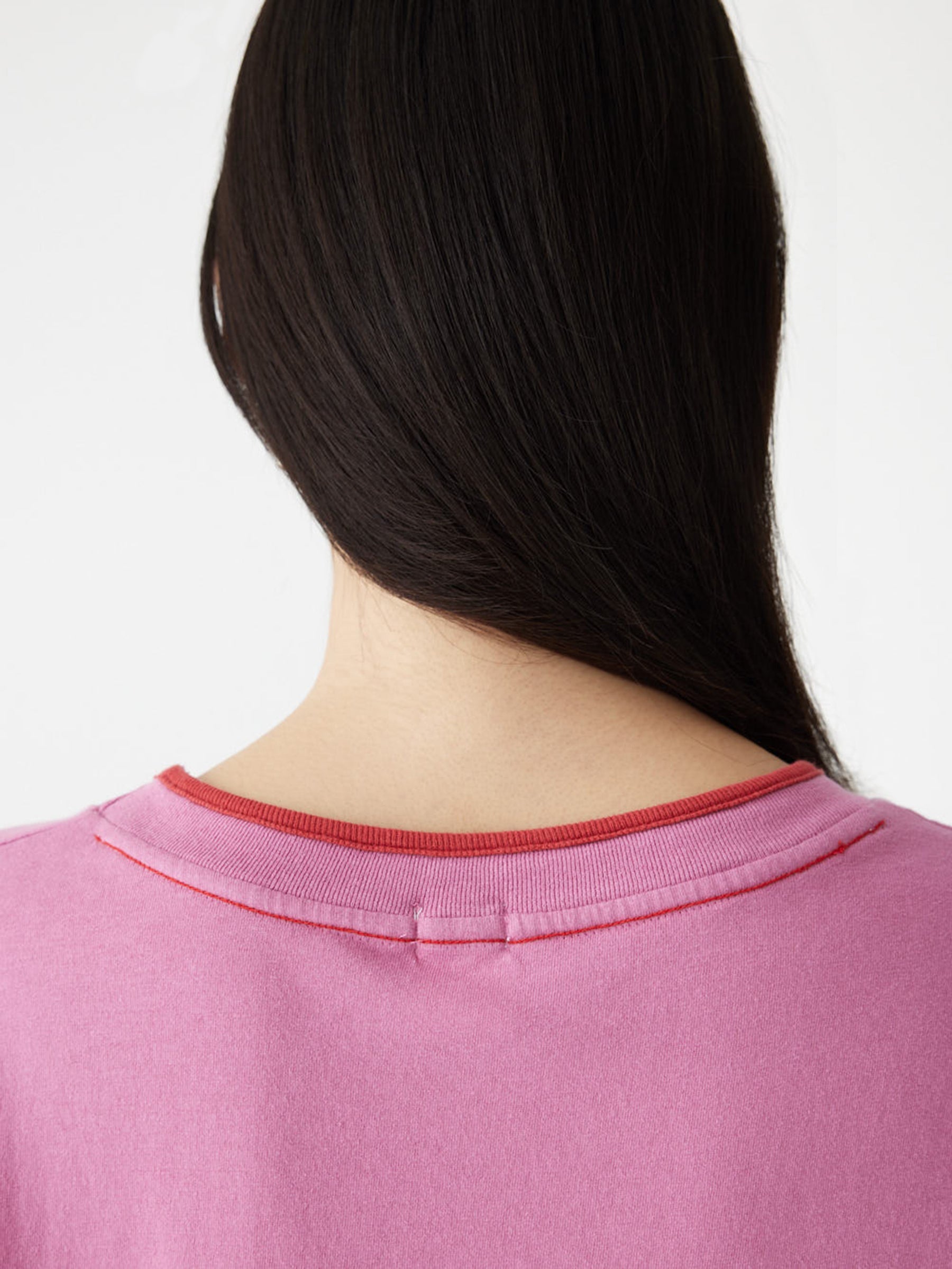 Layered Neck T-Shirt in Boysenberry/Red BASSIKE