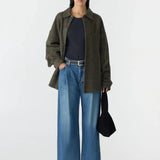 Boiled Wool Shirt Jacket in Olive