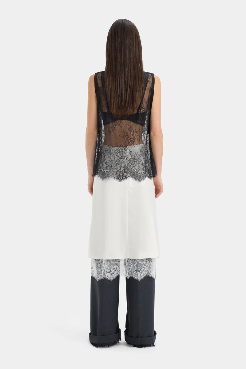 Ingrid Lace Midi Skirt in Ivory Sir.