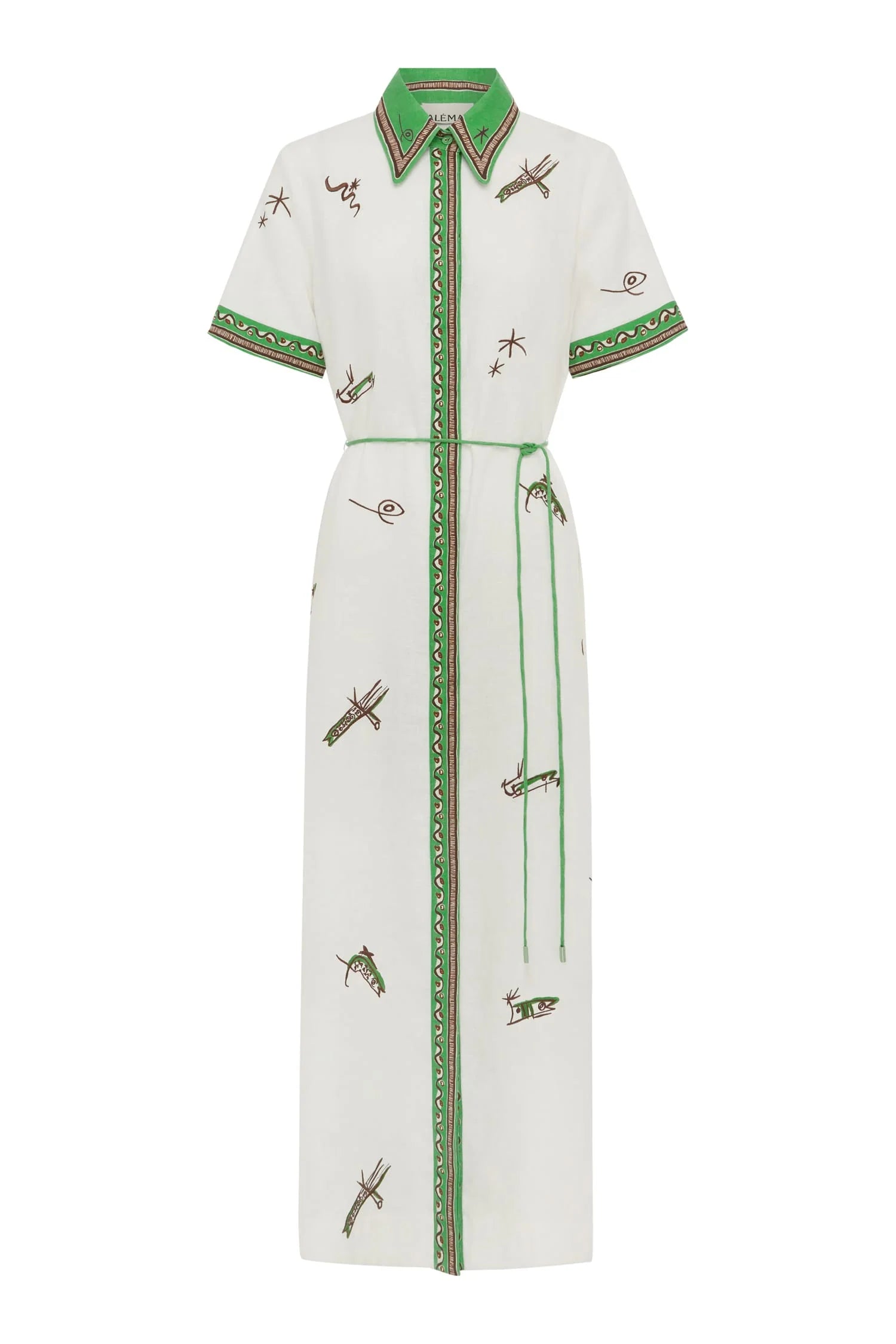 Wanda Embroidered Shirt Dress in Ivory Alemais