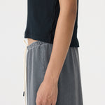 Sheer Rib V Neck Muscle Tank Bassike