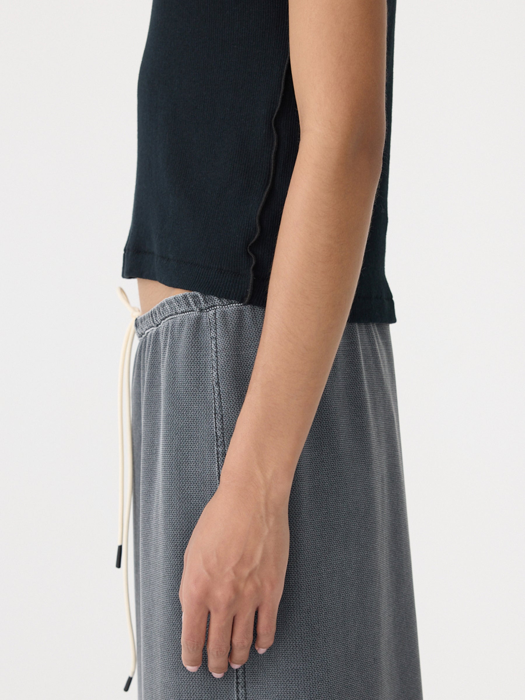 Sheer Rib V Neck Muscle Tank Bassike