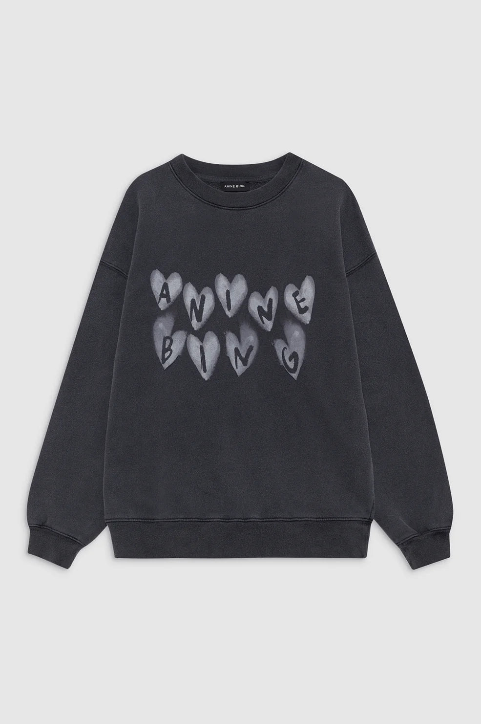 Spencer Sweatshirt Hearts in Washed Black