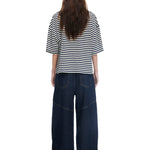 Bloom Short Sleeve Stripe in Navy and White Lioness