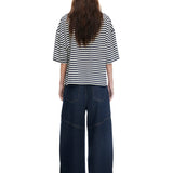 Bloom Short Sleeve Stripe in Navy and White Lioness