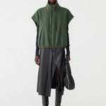 Textured Wool Popover Vest in Green BASSIKE