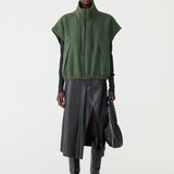 Textured Wool Popover Vest in Green BASSIKE