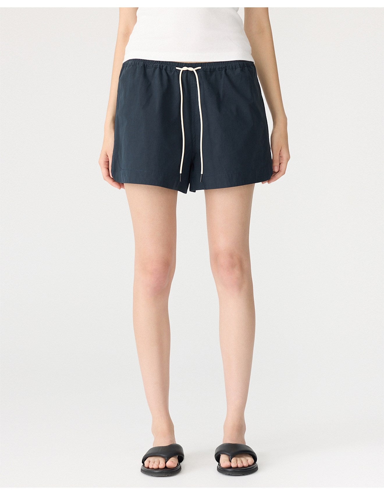 Crushed Cotton Tennis Short in Ink Bassike