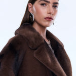 Nova Longline Fur Jacket in Brown Ena Pelly