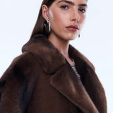 Nova Longline Fur Jacket in Brown Ena Pelly