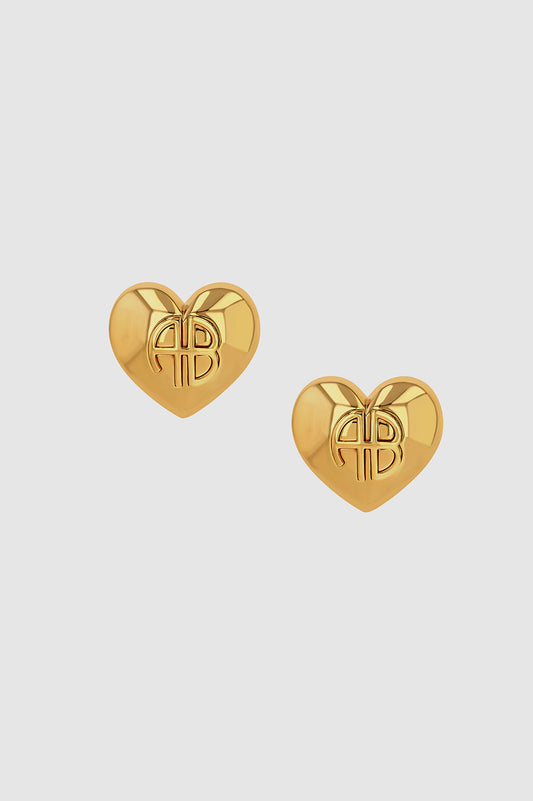 Chunky Heart Earrings in Gold