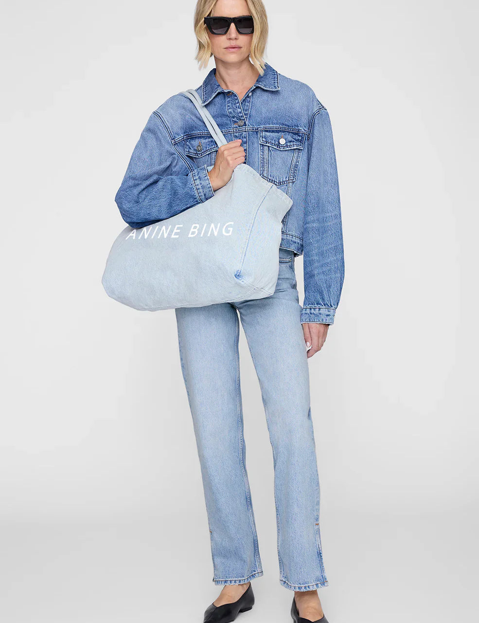 Leo Denim Tote in Lucid Blue ANINE BING