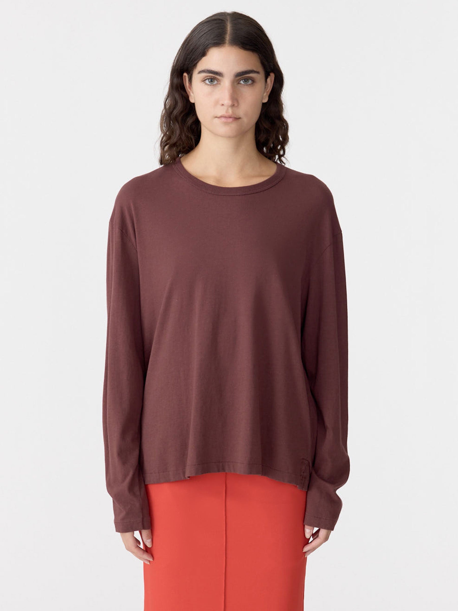 Boyfriend Heritage Long Sleeve T-Shirt in Cocoa BASSIKE