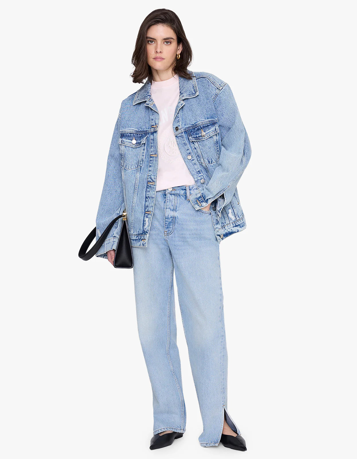 Jaylin Collegiate Tee in Powder Pink Anine Bing