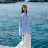 Cuff Shirt in Blue Stripe