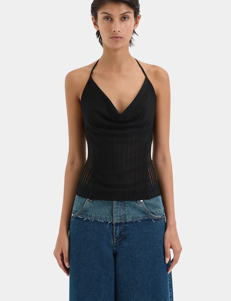 Azaria Halter Neck in Black Sir.