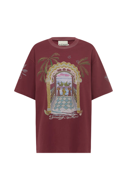 Surrealist Summer Burgundy Tee