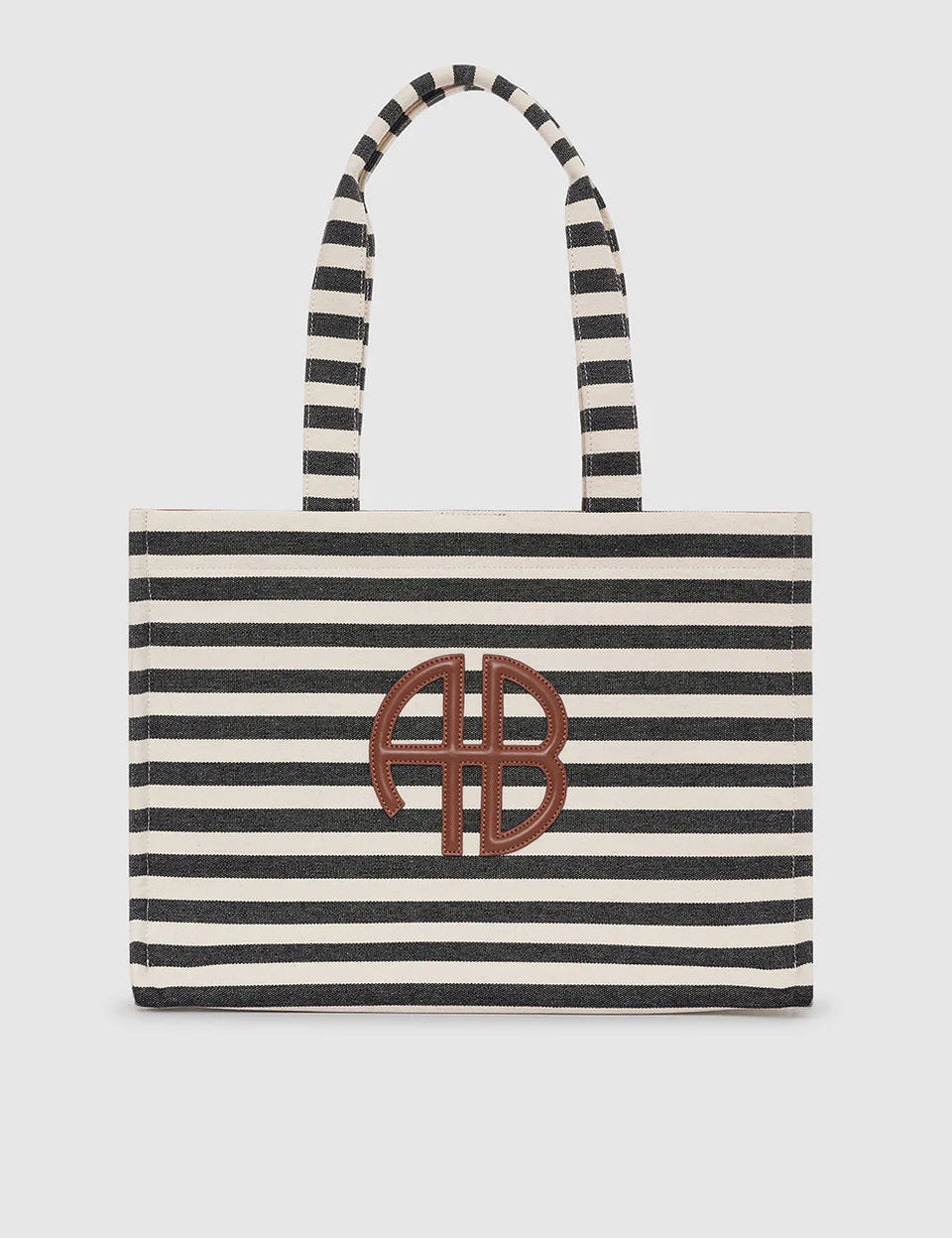 Lara Tote in Natural and Black Stripe Anine Bing