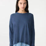 Long Sleeve Circle Top in Midnight Blue Bassike