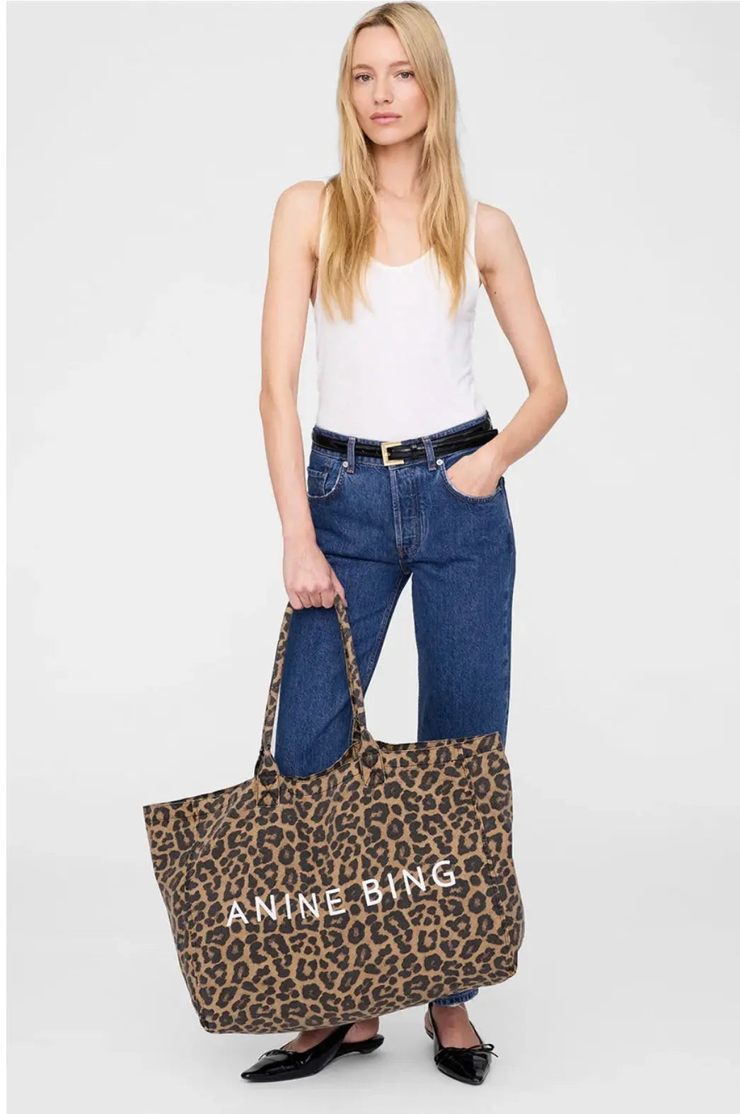 Leo Canvas Tote In Leopard Anine Bing