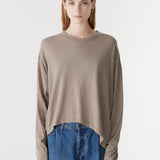 Curved Heritage L/S T-Shirt in Taupe