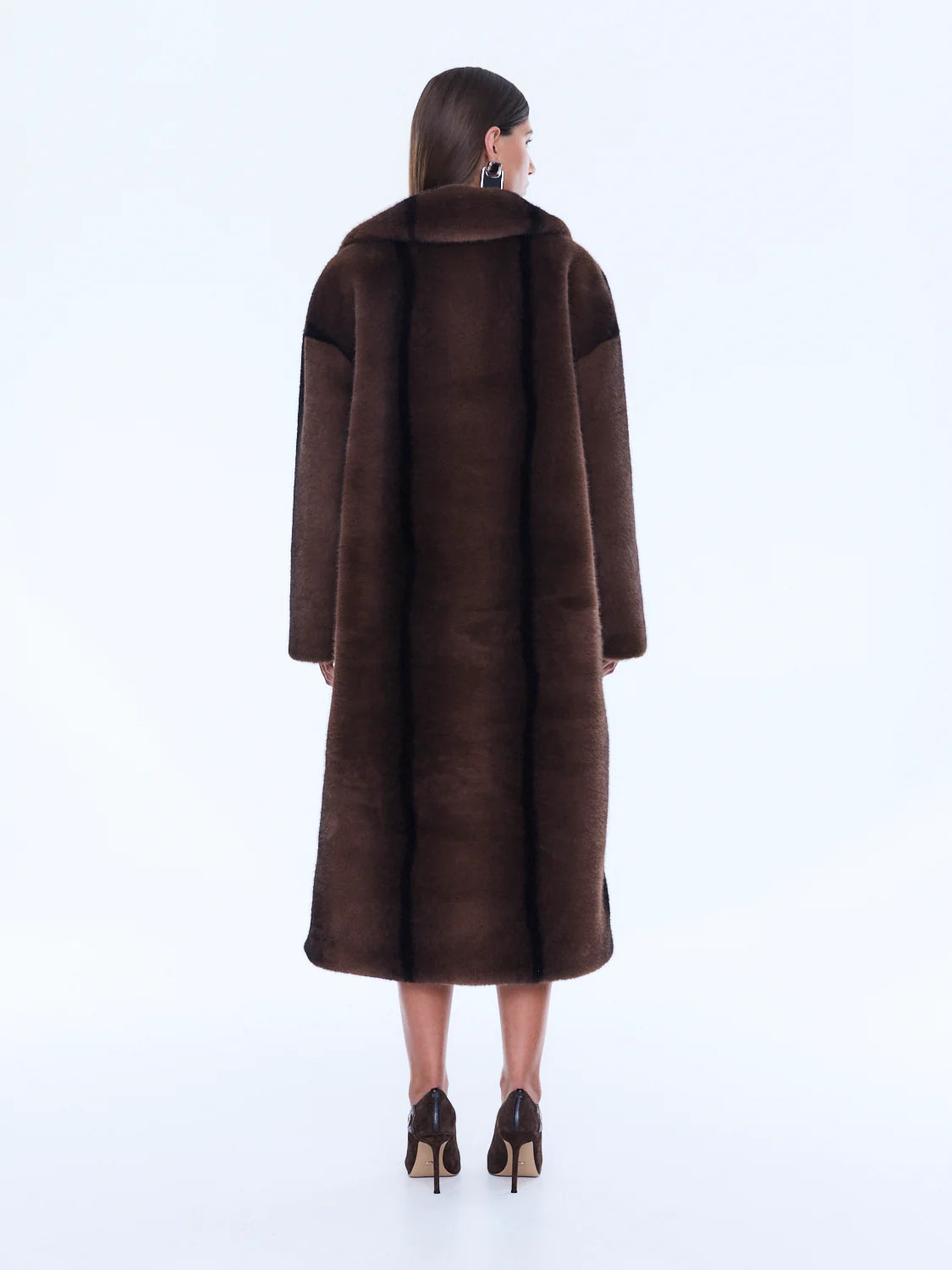 Nova Longline Fur Jacket in Brown Ena Pelly