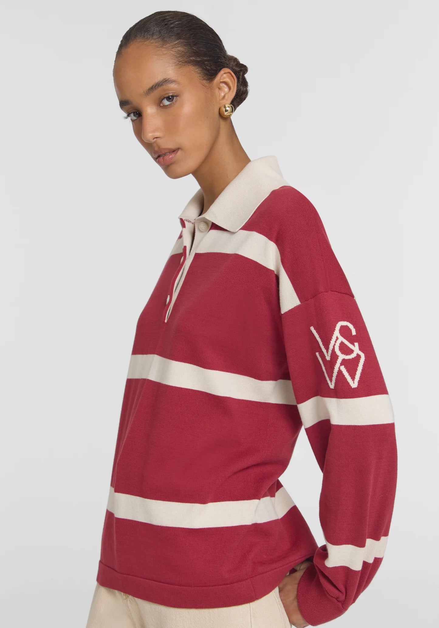 Rival Polo Knit in Red Stripe Viktoria + Woods
