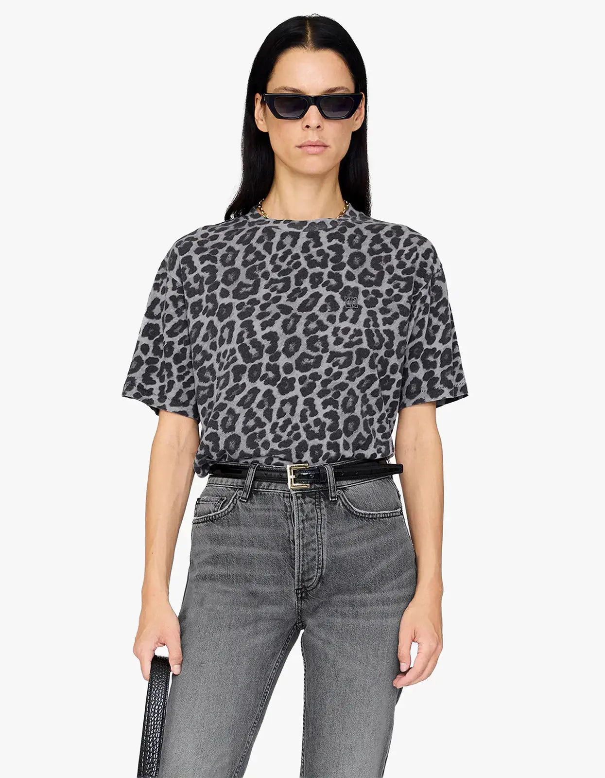 Cohen Tee in Grey Leopard Anine Bing