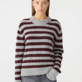 Wool Alpaca Knit in Burgundy Stripe