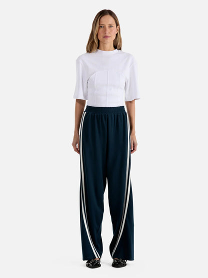 Valentina Stripe Pant in Emerald