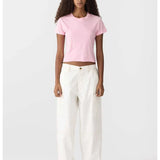 Raw Edge Baby Tee in Pink Bassike