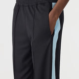 Pique Stripe Detail Pant In Black/Pale Blue Stripe