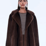 Nova Longline Fur Jacket in Brown Ena Pelly